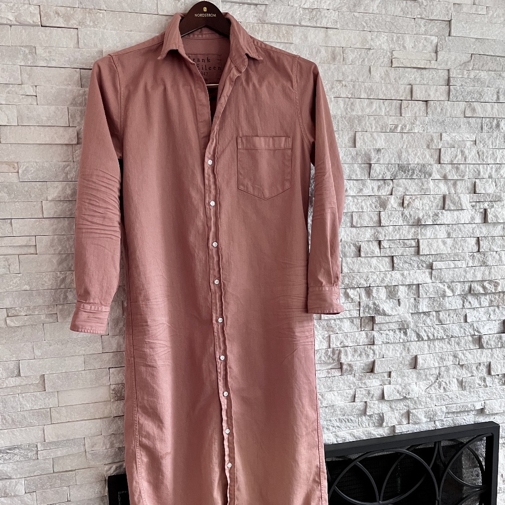 Frank & Eileen Rory cotton shirt dress in dusty pink cotton. Like new.